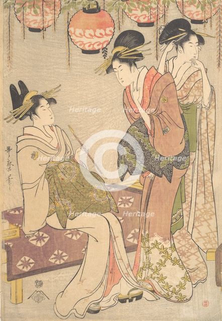 Three Courtesans, late 18th-early 19th century. Creator: Kitagawa Utamaro.