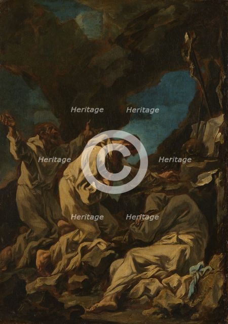 Three Camaldolese Monks in Ecstatic Prayer, 1710-1740. Creator: Alessandro Magnasco.