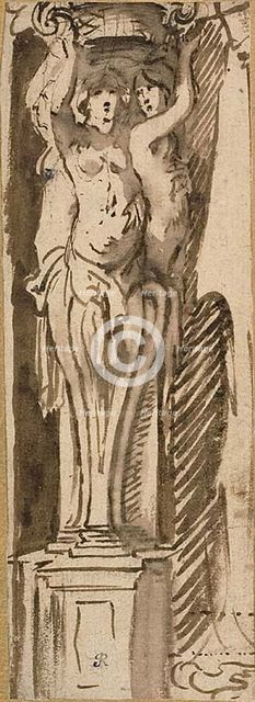 Three Caryatids Supporting a Basket, n.d. Creators: Unknown, Philip Fruytiers, Jacob Jordaens, Peter Paul Rubens, Jan Boeckhorst.