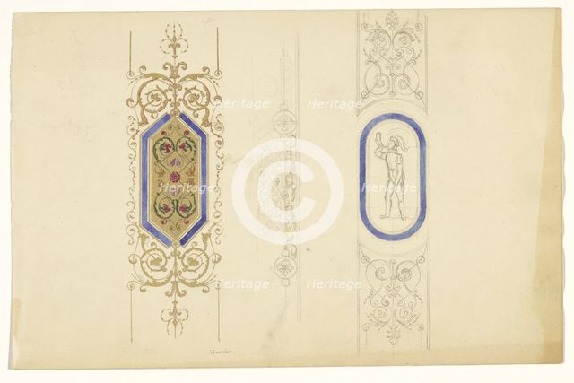 Three central motifs of pilasters, c.1835-c.1860. Creator: Workshop of Franz Jakob Kreuter.