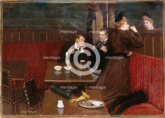 Three characters in a cafe, c1890. Creator: Jean Beraud.