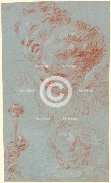 Three Cherubs and a Beribboned Staff, 1750. Creator: Giovanni Battista Tiepolo.