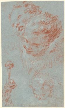 Three Cherubs and a Beribboned Staff, 1750. Creator: Giovanni Battista Tiepolo