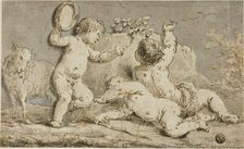 Three Cherubs Playing around a Rock, n.d. Creator: Unknown