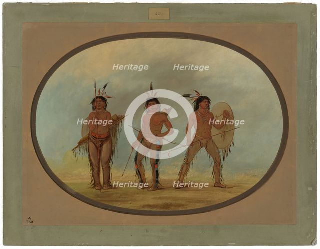 Three Cheyenne Warriors, 1861/1869. Creator: George Catlin.