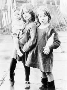 Three children, Chalk Farm, Camden, London, 1965. Creator: Henry Grant