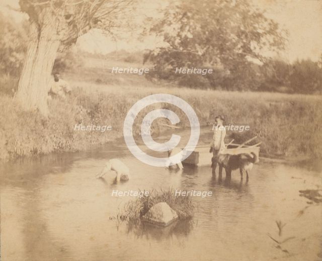 [Three Children and a Dog Playing in the Creek, July 4, 1883], 1883., 1883. Creator: Thomas Eakins.