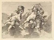 Three Children in Clouds, 18th century. Creator: Monogrammist DA