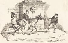 Three Children Playing with a Donkey (Trois enfants jouant avec un ane), 1820. Creator: Theodore Gericault