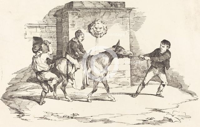 Three Children Playing with a Donkey (Trois enfants jouant avec un ane), 1820. Creator: Theodore Gericault.