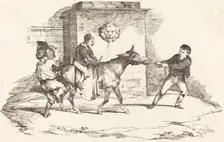 Three Children Playing with a Donkey (Trois enfants jouant avec un ane), 1820. Creator: Theodore Gericault