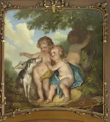 Three children with two dogs, 1771. Creator: Juriaan Andriessen