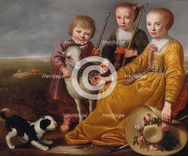 Three children with a goat and a doggie in a landscape, 1639. Creator: Cuyp, Jacob Gerritsz (1594-1651).