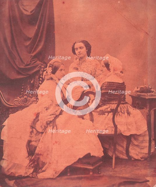 Three Claudet Family Women Seated in Studio, 1850s. Creator: Unknown.