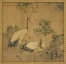 Three cranes under a tree, Edo period, 1615-1868. Creator: Unknown