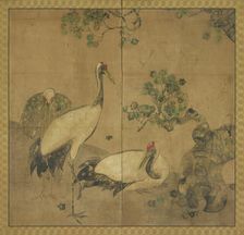 Three cranes under a tree, Edo period, 1615-1868. Creator: Unknown