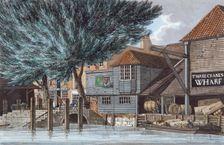 Three Cranes Wharf 1801. Artist: Charles Tomkins