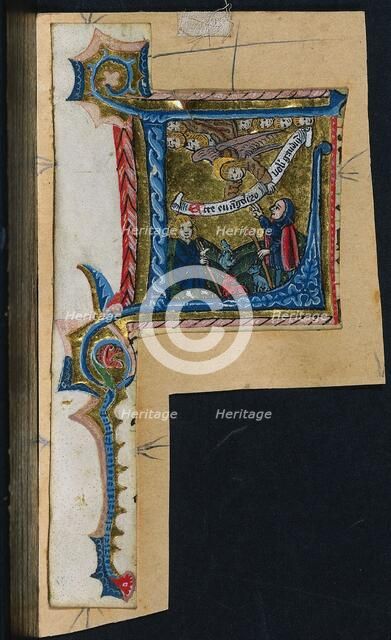 Three Cuttings from a Missal: Initial L with the Annunciation to the Shepherds, c. 1470-1500. Creator: Unknown.