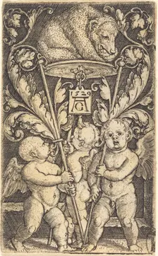 Three Cupids and a Bear, 1529. Creator: Heinrich Aldegrever