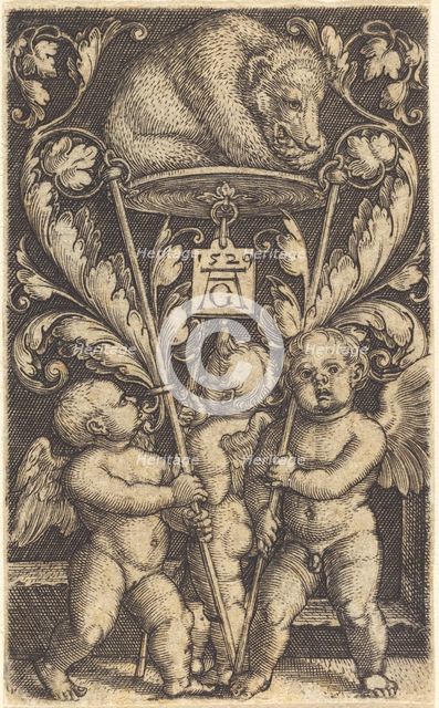 Three Cupids and a Bear, 1529. Creator: Heinrich Aldegrever.