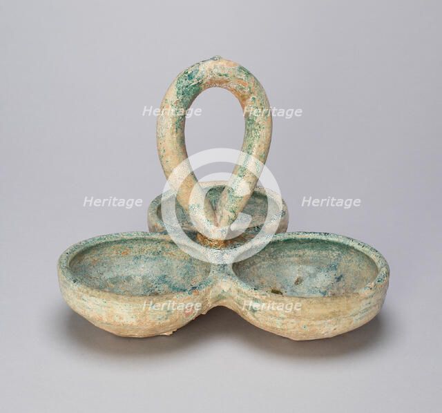Three-Cupped Dish with Loop Handle, Eastern Han dynasty (A.D. 25-220), 1st century. Creator: Unknown.