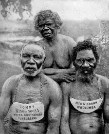 Three Aborigines from the coast tribes above Brisbane, Australia, 1922