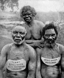 Three Aborigines from the coast tribes above Brisbane, Australia, 1922