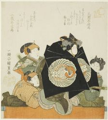 Three actors and a puppet, late 1810s. Creator: Utagawa Kunisada