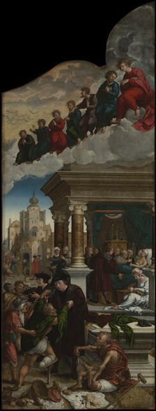 Three Acts of Mercy: Clothing the Naked, Liberating the Imprisoned and Feeding the Hungry,1517-24/25 Creator: Bernaert van Orley