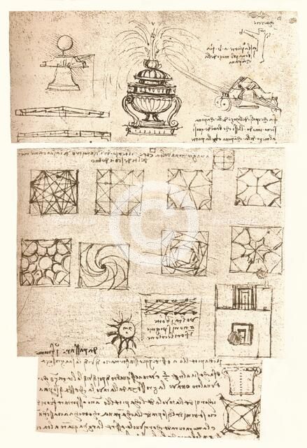Three architectural drawings, c1472-c1519 (1883). Artist: Leonardo da Vinci.