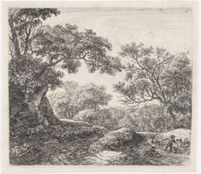 Three Boys and Their Dogs (L'Allée dans le Bois), 17th century. Creator: Anthonie Waterloo