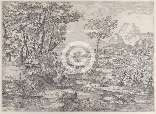 Three boys in a landscape with a town in the background, 1626-80. Creator: Giovanni Francesco Grimaldi.