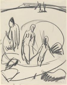 Three Bathers in the Sea, c. 1914. Creator: Ernst Kirchner