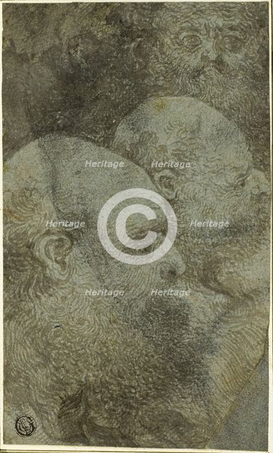 Three Bearded Male Heads, Two in Profile to the Right, n.d. Creator: Unknown.