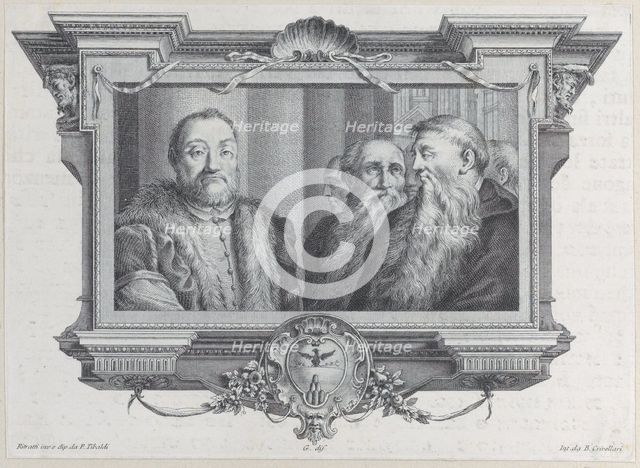 Three bearded men, one wearing fur, 1756. Creators: Bartolomeo Crivellari, Gabriel Söderling.