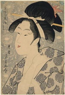 Three Beauties of Our Time (Tosei san bijin), late 18th century. Creator: Chokosai Eisho