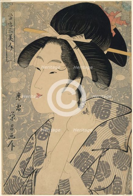 Three Beauties of Our Time (Tosei san bijin), late 18th century. Creator: Chokosai Eisho.