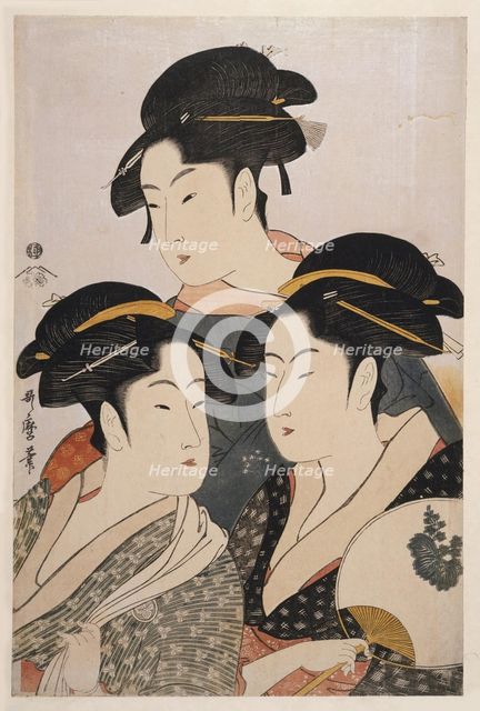 Three Beauties of the Present Day (Toji san bijin). Artist: Utamaro, Kitagawa (1753-1806)