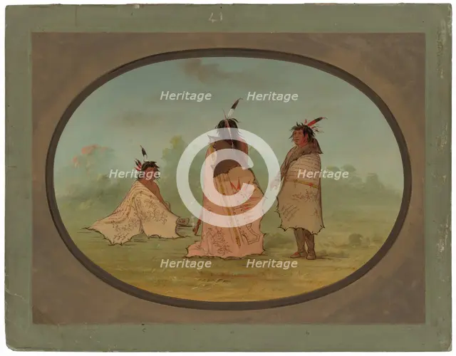 Three Blackfoot Men, 1855/1869. Creator: George Catlin.