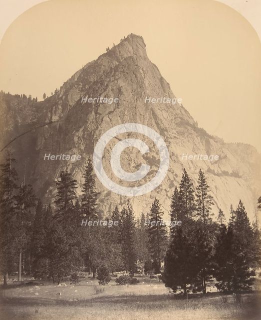 Three Brothers, Front View, 4480 Feet, 1861. Creator: Carleton Emmons Watkins.