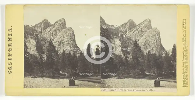 Three Brothers - Yosemite Valley, California, 1865. Creator: Lawrence & Houseworth.