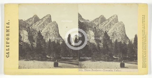 Three Brothers - Yosemite Valley, California, 1865. Creator: Lawrence & Houseworth.