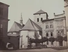 Three buildings erected very close to each other, Rothenburg Ob Der Tauber [?], 1890-1900. Creator: Unknown