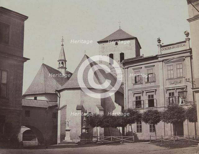 Three buildings erected very close to each other, Rothenburg Ob Der Tauber [?], 1890-1900.  Creator: Unknown.