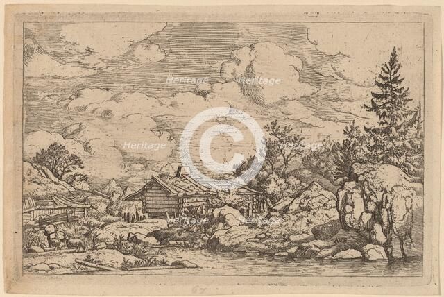 Three Goats at the River, probably c. 1645/1656. Creator: Allart van Everdingen.