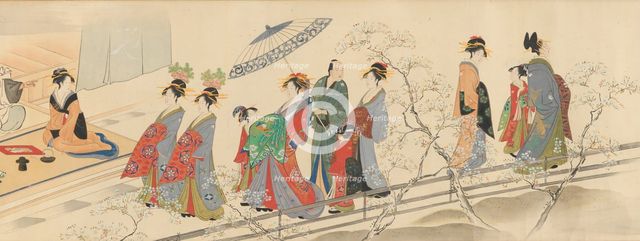 Three Gods of Good Fortune Visit the Yoshiwara..., early 19th century. Creator: Hosoda Eishi.