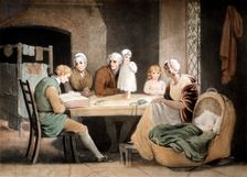 Three generations listening to a reading from the family Bible, c1800. Artist: Maria Spilsbury