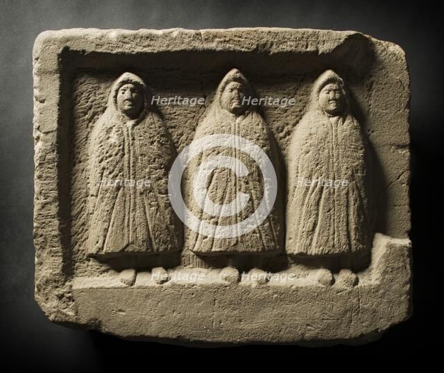 Three genii relief, Housesteads Fort, Hadrian's Wall, Northumberland, c2012. Artist: Alun Bull.
