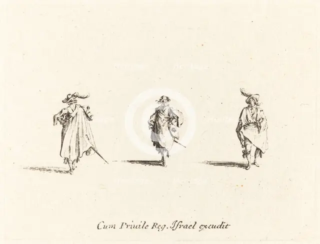 Three Gentlemen, probably 1634. Creator: Jacques Callot.