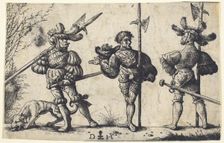 Three German Soldiers Armed with Halberds, c.1510. Creator: Daniel Hopfer